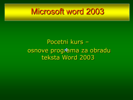 Microsoft word 2003 - profesor Gajić, gimnazija Pančevo