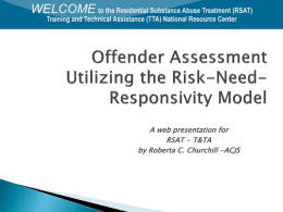 Offender Assessment Utilizing the Risk-Need