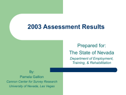 2003 Assessment Results - Nevada Department of Employment