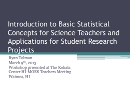 Introduction to Basic Statistics for Science Teachers to