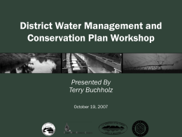 District Water Management and Conservation Plan Workshop