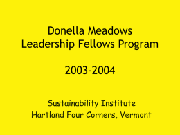 Donella Meadows Leadership Fellows Program 2003-2004