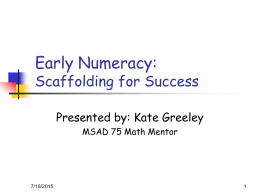 Early Numeracy: Scaffolding for Success