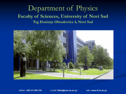 Department of Physics, Novi Sad