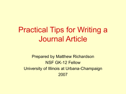 Practical Tips for Writing an Article