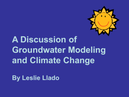 A Discussion of Groundwater Modeling and Climate Change