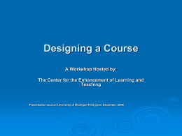 Developing Course-Level Learning Objectives: Enhancing