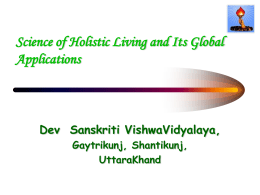 Science of Holistic Living and Its Global Applications
