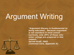 Writing Arguments - Dr. Brown's Language Arts Class