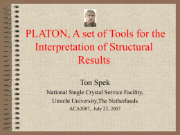 PLATON, A set of Tools for the Interpretation of