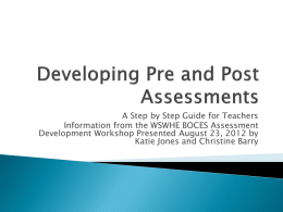 Developing Pre and Post Assessments