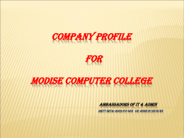COMPANY PROFILE FOR MODISE COMPUTER COLLEGE …