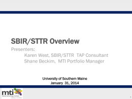 SBIR/STTR Overview - Maine Technology Institute
