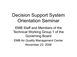 Decision Support System Orientation Seminar