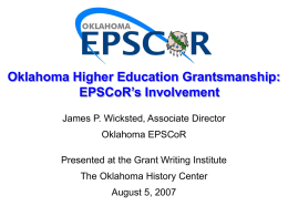 EPSCoR's Involvement - Oklahoma State Regents for Higher