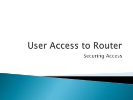 User Access to Router - Department of Computing