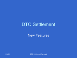 DTCC Settlement Renewal