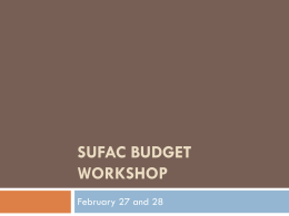 SUFAC Budget Workshop