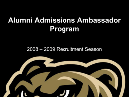 Welcome to the Alumni Admissions Ambassador Program Reception