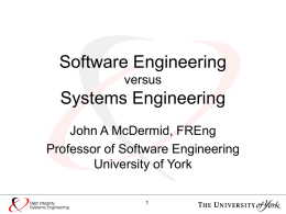 Software Engineering versus Systems Engineering