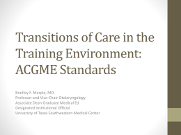 Transitions of Care in the Training