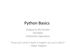 Python Basics - St. Edward's University