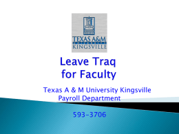 Leave Traq for Faculty - Texas A&M University