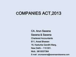 CRUCIAL ISSUES RELATING TO NEW COMPANY BILL 2011