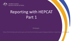 Webinar - Reporting with HEPCAT Part 1