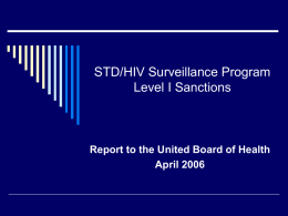 STD/HIV Surveillance Program Level I Sanctions