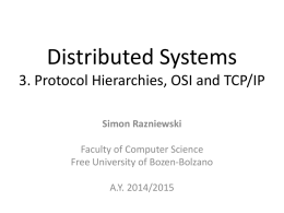 Distributed Systems3. Protocol Hierarchies, OSI and TCP/IP