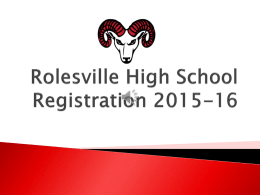 Rolesville High School Registration 2015-16