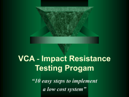 VCA - Impact Resistance Testing Plan