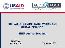 The Value Chain Framework and Rural Finance