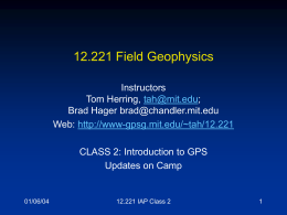 PowerPoint Presentation - 12.221 Field Geophysics