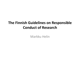 The Finnish Guidelines on Responsible Conduct of Research
