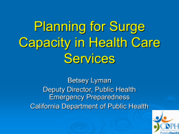 Planning for Surge Capacity in Health Care Services