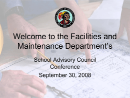 Welcome to Facilities and Maintenance Department