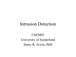 Intrusion Detection - University of Sunderland