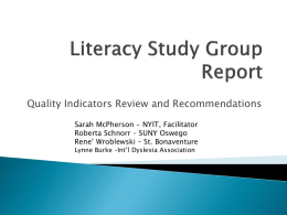 Quality Indicator Review for Literacy