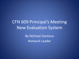 Network Principal’s Meeting New Evaluation System