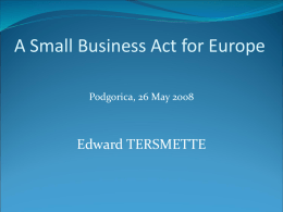Communication on New Aspects of SME Policy in the Context