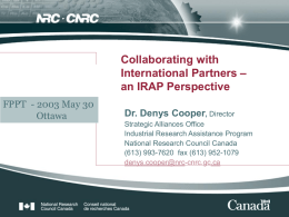 NRC-IRAP Strategic Alliances
