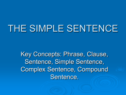 THE SIMPLE SENTENCE