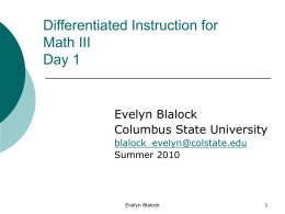 Differentiated Instruction for Math II Day 1