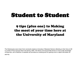 Student to Student - University of Maryland, College Park