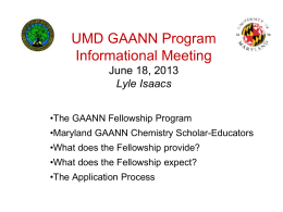 GAANN Fellowships - University of Maryland, College Park