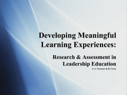 Developing Meaningful Learning Experiences: