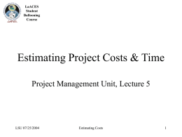 Estimating Project Costs & Time