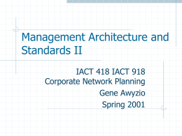 Management Architecture and Standards